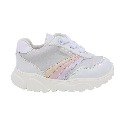 Tenis Coqueta para niña sintético perla Zippy con franjas multi