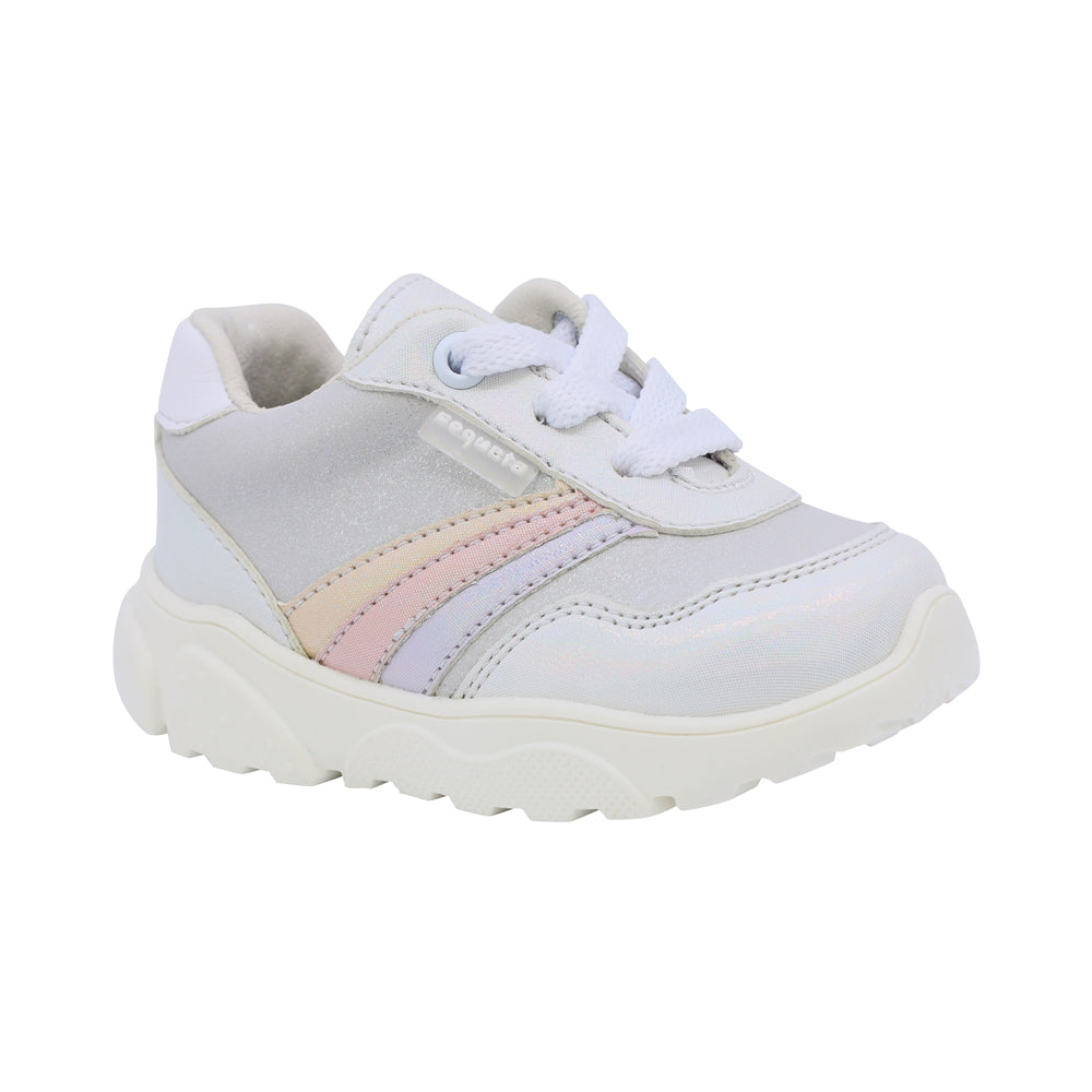 Tenis Coqueta para niña sintético perla Zippy con franjas multi