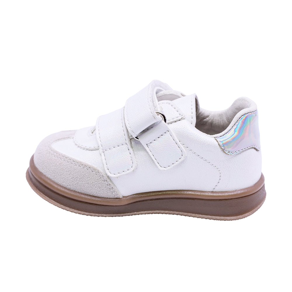 TENIS COQUETA PARA NIÑA COLOR PLATA DE SINTÉTICO TEDDY CON TIRA DE CONTACTO