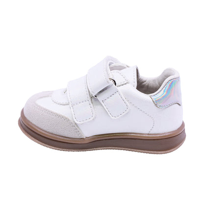 TENIS COQUETA PARA NIÑA COLOR PLATA DE SINTÉTICO TEDDY CON TIRA DE CONTACTO