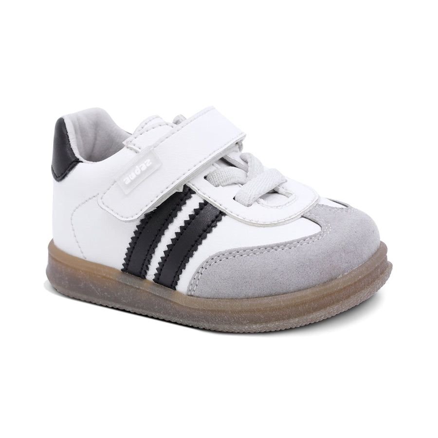 TENIS AUDAZ PARA NIÑO DE SINTÉTICO COLOR BLANCO TEDDY CON FRANJAS NEGRAS