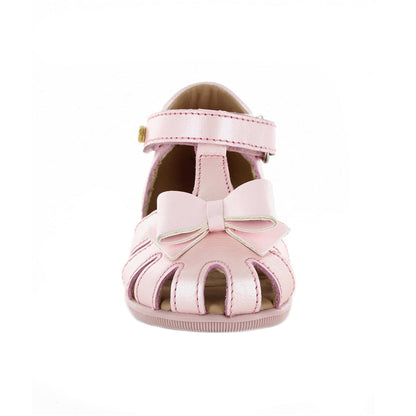 Sandalia Coqueta para niña en piel rosa Vanessa con moño decorativo