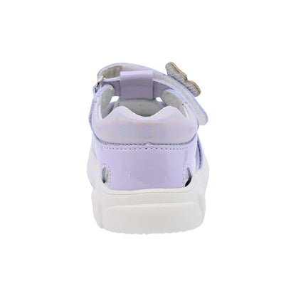 Sandalia Coqueta para niña en charol lila Zippy con mariposa decorativa