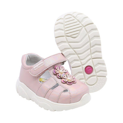Sandalia Coqueta para niña sintético rosa Zippy con flores de lentejuelas