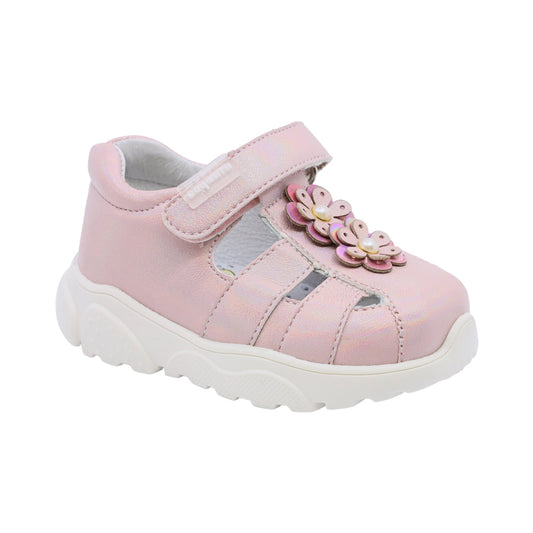 Sandalia Coqueta para niña sintético rosa Zippy con flores de lentejuelas