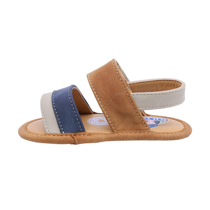 Sandalia Audaz para niño en beige sintético Sixty-four con tiras combinadas