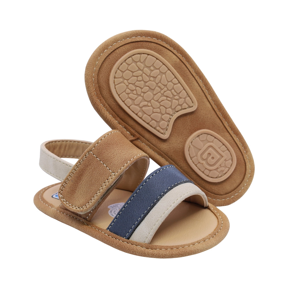 Sandalia Audaz para niño en beige sintético Sixty-four con tiras combinadas
