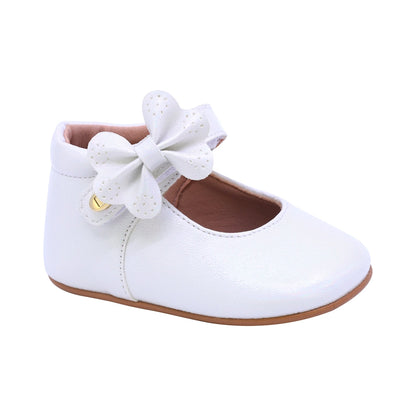 BALERINA COQUETA PARA NIÑA COLOR PERLA DE SINTÉTICO PEQUE CON TIRA DE CONTACTO