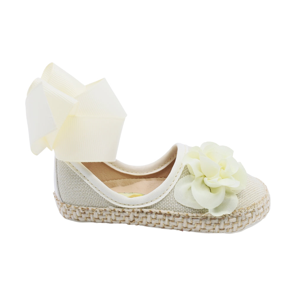 Cerrado Coqueta para niña en textil  beige One con moño y flor decorativa