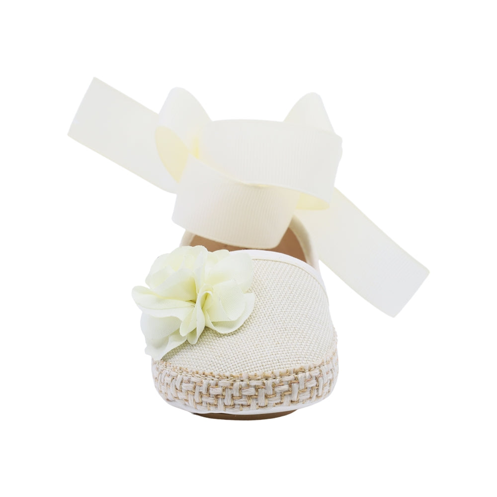 Cerrado Coqueta para niña en textil  beige One con moño y flor decorativa