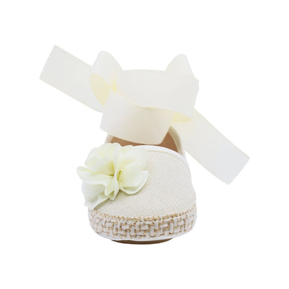 Cerrado Coqueta para niña en textil  beige One con moño y flor decorativa