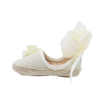 Cerrado Coqueta para niña en textil  beige One con moño y flor decorativa