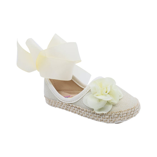 Cerrado Coqueta para niña en textil  beige One con moño y flor decorativa