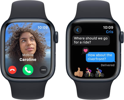 Apple Watch Series 9 [GPS, 45mm] Carcasa de Aluminio Medianoche con Banda Deportiva Medianoche, M/L
