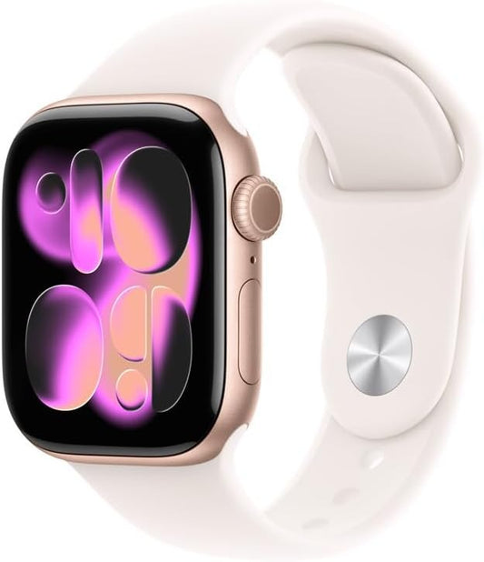 Apple Watch Series 11 GPS con Caja de Aluminio Color Oro Rosa de 42 mm y Correa Deportiva Rosa Rubor M/L (Smartwatch).Entrenamientos,monitoreo de Datos de Salud, Pantalla Siempre Activa